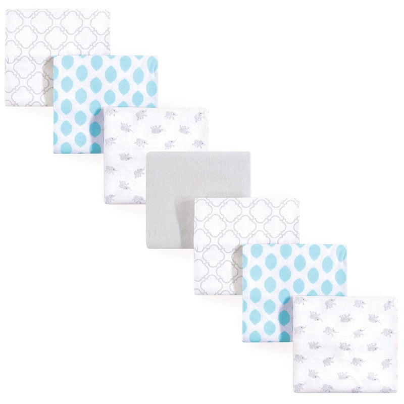 Luvable Friends Unisex Baby Cotton Flannel Receiving Blankets, Elephant 7-Pack, One Size